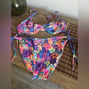 Kulani Kinis Rainbow Jungle Bikini SET - S Balconette Top, String Tie Bottoms